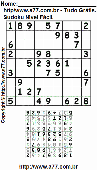 Passatempo Sudoku Nível Fácil Para Imprimir Com Resposta