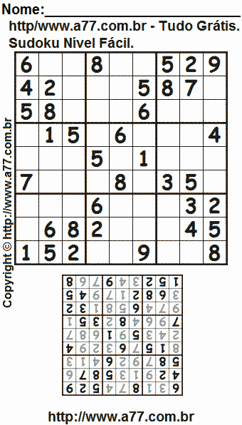 Jogo Fácil de Sudoku Para Impressão