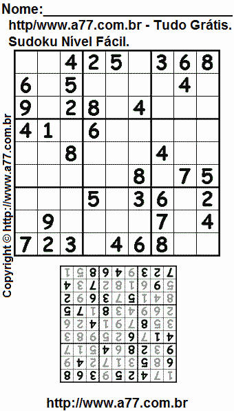 Passatempo Sudoku Para Imprimir Com Respostas