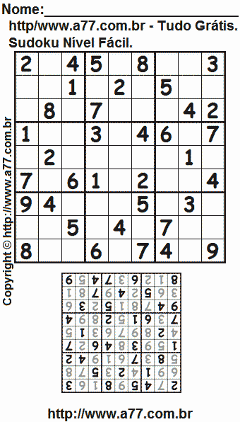 Jogo Fácil de Sudoku Para Imprimir