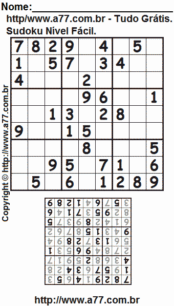 Sudoku Grátis Fácil Para Imprimir