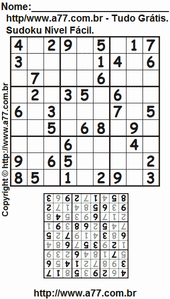 Sudoku Para Imprimir Fácil Com Respostas