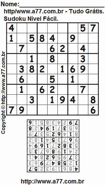 Sudoku Para Impressão Fácil Com Respostas