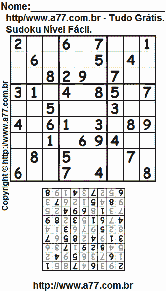 Sudoku Nível Fácil Para Imprimir