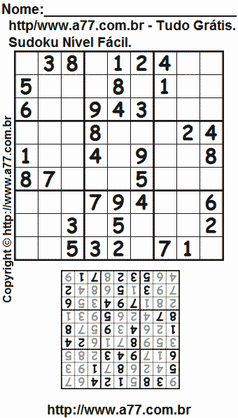 Sudoku Fácil Para Imprimir Com Respostas