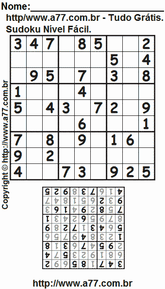 Sudoku Para Imprimir Com Resposta