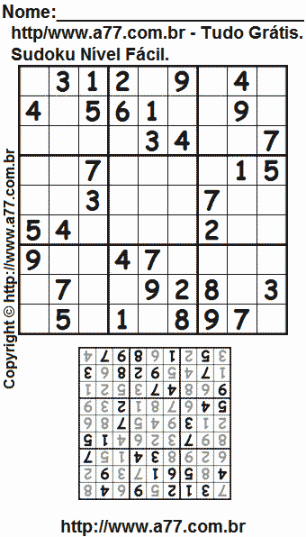 Sudoku Para Impressão Com Respostas