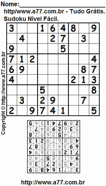 Jogo de Sudoku Para Imprimir Com Respostas