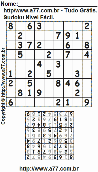 Sudoku Para Impressão Com Resposta