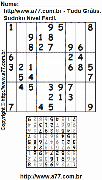 Jogo Sudoku Para Imprimir Com Respostas