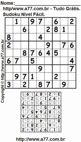 Jogo Sudoku Para Impressão Com Respostas