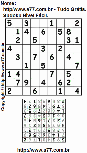 Jogo de Sudoku Para Imprimir Com Respostas