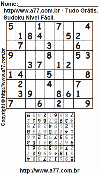 Jogo de Sudoku Para Impressão Com Respostas