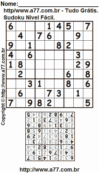 Passatempo Sudoku Para Impressão Com Respostas