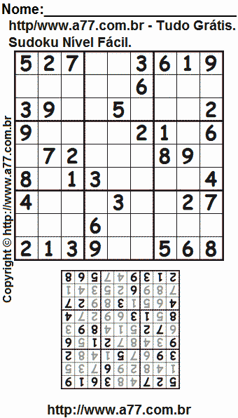 Passatempo Sudoku Para Impressão Com Respostas