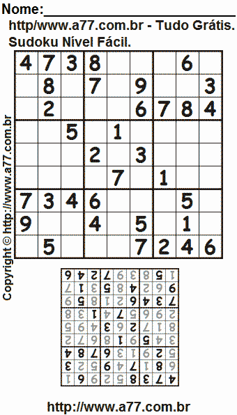 Passatempo Sudoku Nível Fácil Para Imprimir Com Respostas