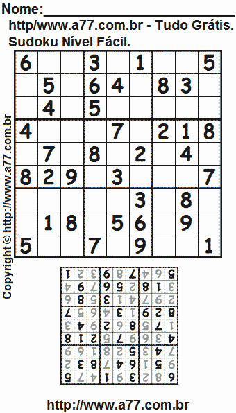 Jogo Fácil de Sudoku Para Imprimir