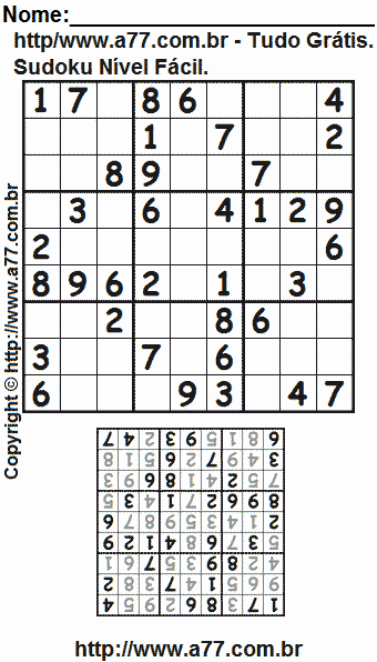 Sudoku Para Imprimir Nível Fácil