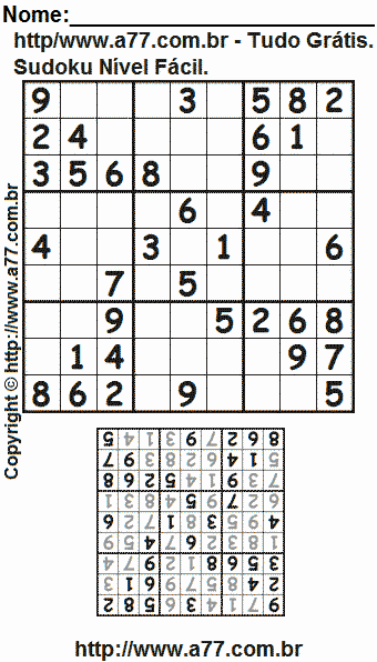 Sudoku Para Imprimir Fácil Com Respostas