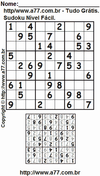 Sudoku Fácil Para Imprimir Com Respostas