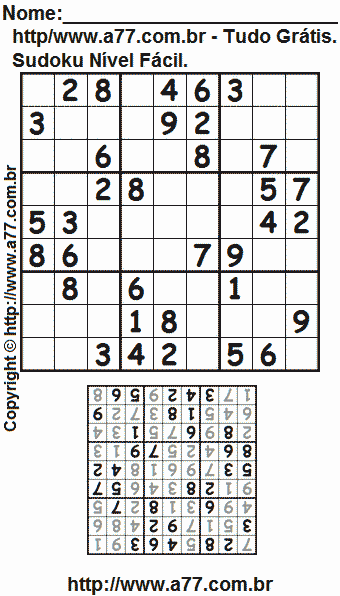 Passatempo Sudoku Para Impressão Com Respostas