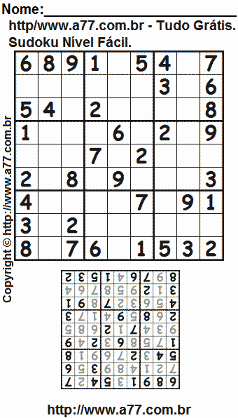 Jogo Fácil de Sudoku Para Imprimir