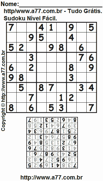 Sudoku Para Impressão Com Resposta