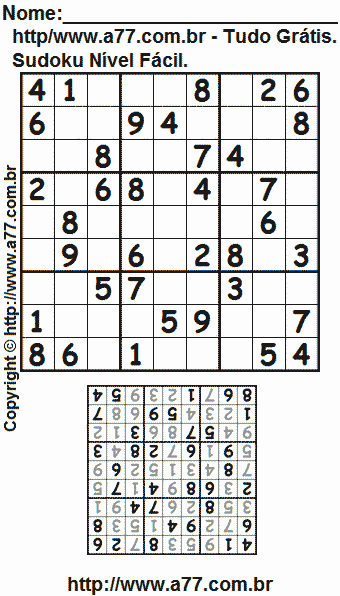 Sudoku Para Imprimir Nível Fácil