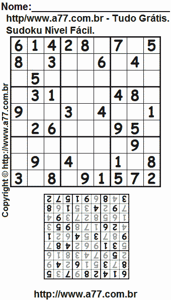 Sudoku Grátis Para Impressão Nível Fácil