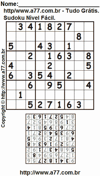 Passatempo Sudoku Para Imprimir Com Respostas