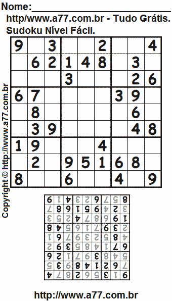 Jogo Fácil de Sudoku Para Imprimir