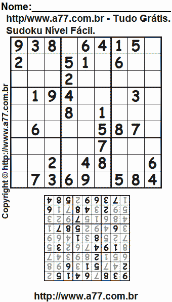 Jogo Fácil de Sudoku Para Impressão