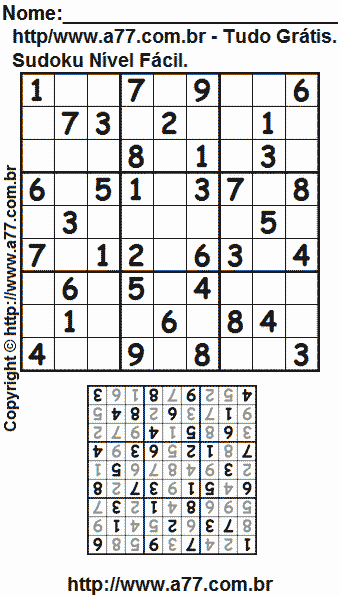 Passatempo Fácil de Sudoku Para Impressão