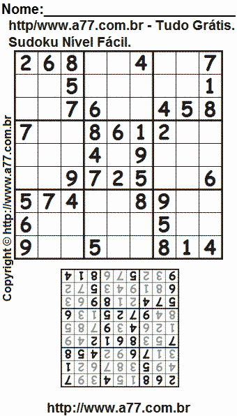 Sudoku Para Imprimir Fácil Com Respostas