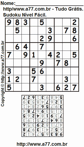 sudoku nivel facil para imprimir