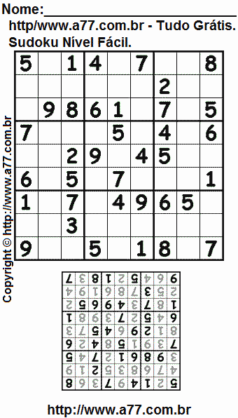 Sudoku Grátis Fácil Para Imprimir