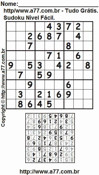 Sudoku Para Imprimir Fácil Com Respostas