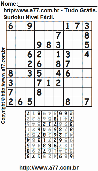 Sudoku Para Impressão Fácil Com Resposta