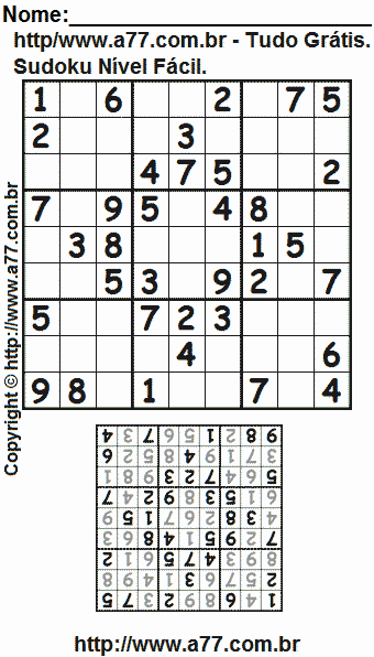 Sudoku Fácil Para Imprimir Com Resposta