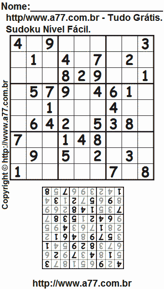 Sudoku Para Imprimir Com Respostas