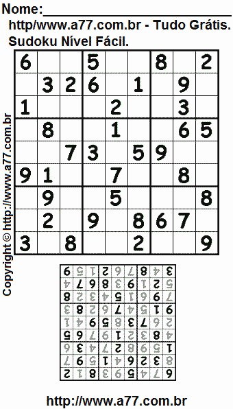 Jogo Sudoku Para Imprimir Com Resposta