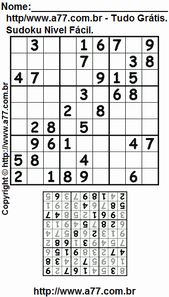 Passatempo Sudoku Para Imprimir Com Respostas