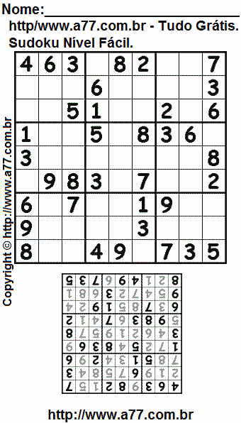 Sudoku Fácil Para Impressão