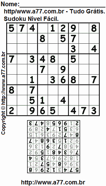 Sudoku Grátis Fácil Para Impressão