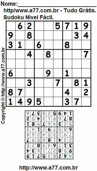 Sudoku Para Imprimir Grátis Nível Fácil