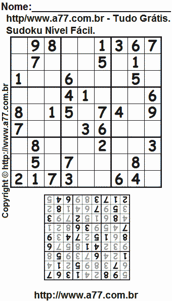 Passatempo Sudoku Para Imprimir Com Respostas