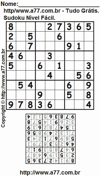 Jogo Sudoku Para Imprimir Com Respostas