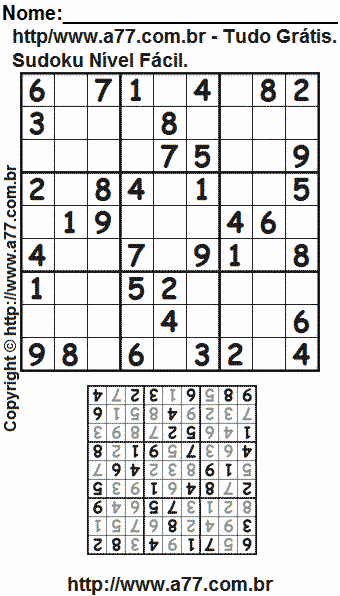 Passatempo Sudoku Para Imprimir Com Resposta