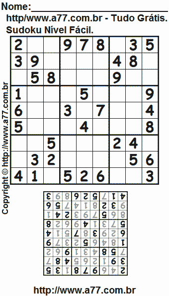 Passatempo Sudoku Para Impressão Com Respostas