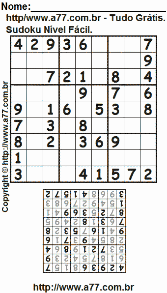 Passatempo Sudoku Nível Fácil Para Impressão Com Respostas